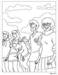Scooby Doo and friends Coloring Page smiling together