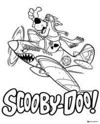 Scooby Doo flying airplane coloring page