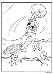 Scooby Doo playing with pizza coloring page