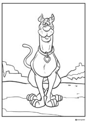 Scooby Doo standing straight coloring sheet