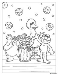Sesame Street friends with falling cookies