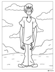 Shaggy Coloring Page standing in a field
