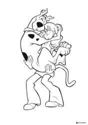 Shaggy and Scooby Doo Coloring Page hugging
