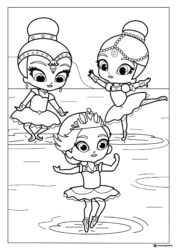 Shimmer Shine and friend ballet coloring sheet