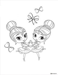 Shimmer and Shine ballerinas with bows coloring page