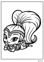Shimmer and Shine character lying down coloring page