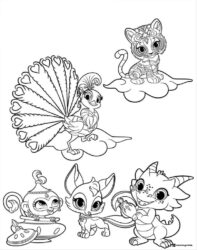Shimmer and Shine pets Coloring Page