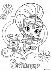 Shimmer and Tala with flowers Coloring Page