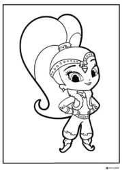 Shimmer in a relaxed pose with hands on hips coloring sheet