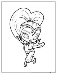 Shimmer striking a pose with heart ponytail coloring page