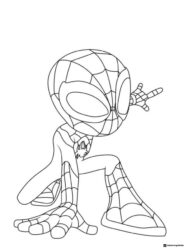 Spidey Crouching Web Slinging Coloring Page