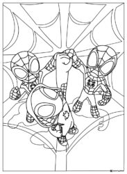 Spidey and Friends Coloring Page on a web