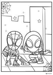 Spidey and Ghost Spider Posing Coloring Page