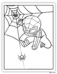 Spidey and Spider on Web Coloring Page