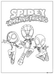 Spidey and his Amazing Friends Coloring Page with three heroes