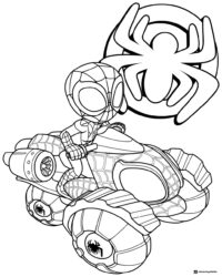 Spidey on Spider Vehicle Coloring Page