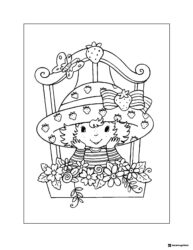Strawberry Shortcake Coloring Page with flowers and hat