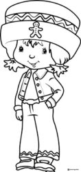 Strawberry Shortcake coloring page in a gingerbread hat