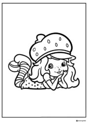 Strawberry Shortcake coloring page lying down smiling