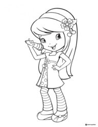 Strawberry Shortcake coloring page singing into microphone
