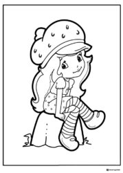 Strawberry Shortcake coloring page sitting down