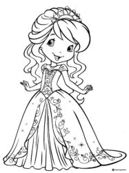 Strawberry Shortcake coloring page wearing a princess gown