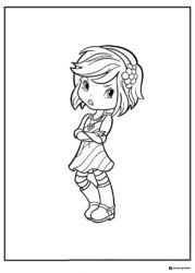 Strawberry Shortcake coloring page with arms crossed