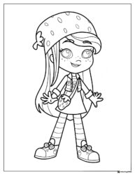 Strawberry Shortcake coloring sheet in a strawberry hat
