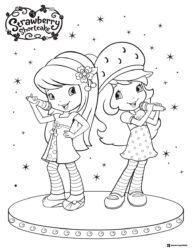Strawberry Shortcake coloring sheet singing on stage