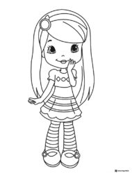 Strawberry Shortcake standing with hand on chin coloring sheet
