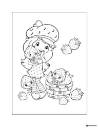 Strawberry Shortcake with mini strawberries coloring sheet
