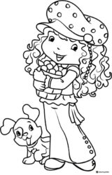 Strawberry Shortcake with puppy coloring page