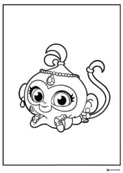 Sweet monkey with a bejeweled headpiece coloring sheet