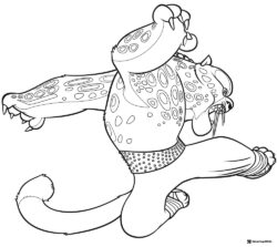 Tai Lung Kung Fu Panda Coloring Page in mid kick