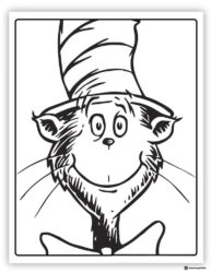 The Cat in the Hat Close up Coloring Page