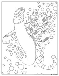 Tigress Kung Fu Panda Coloring Page with stars background