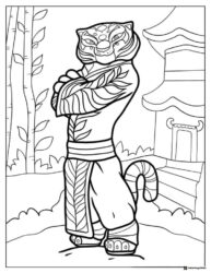 Tigress Kung Fu Panda Coloring Sheet with crossed arms
