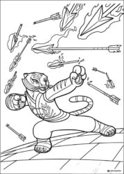 Tigress dodging arrows Coloring Page