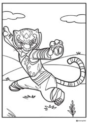 Tigress in a dynamic pose coloring page