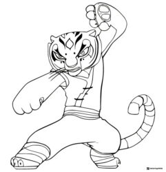 Tigress in fighting stance coloring page