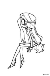 Vaggie Hazbin Hotel Coloring Page sitting down