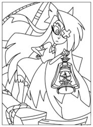 Vaggie Hazbin Hotel Coloring Sheet with lantern
