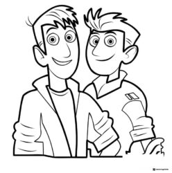 Wild Kratts Chris and Martin Kratt portraits coloring page