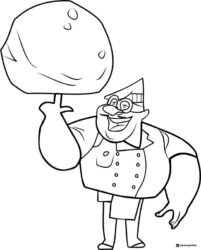 Wild Kratts Zach Varmitech holding a large rock coloring page