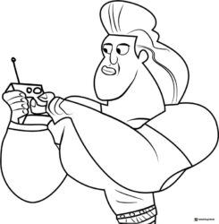 Wild Kratts Zach Varmitech holding a remote control coloring page