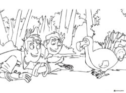 Wild Kratts brothers encountering a dodo bird coloring page