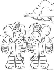 Wild Kratts brothers in elephant power suits coloring page