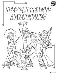 Wild Kratts crew and Keep On Creature Adventuring coloring page