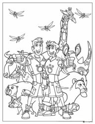 Wild Kratts with various animals coloring page